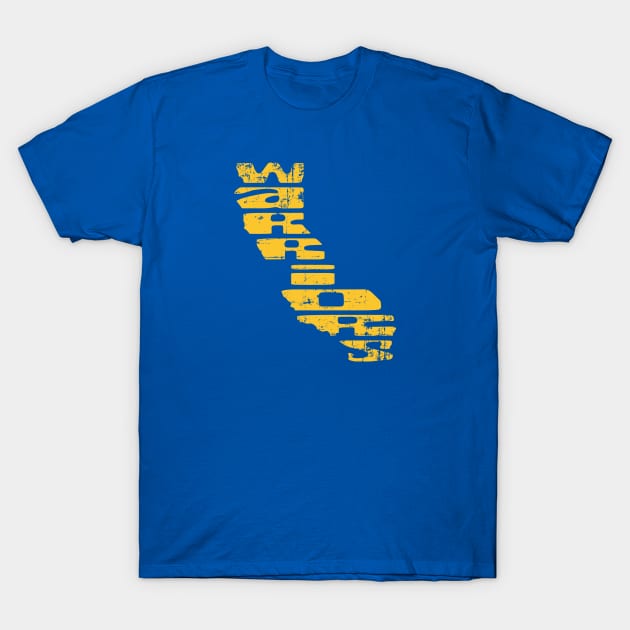 Golden State Warriors Vintage Logo California Outline Distressed T-Shirt by overhooped